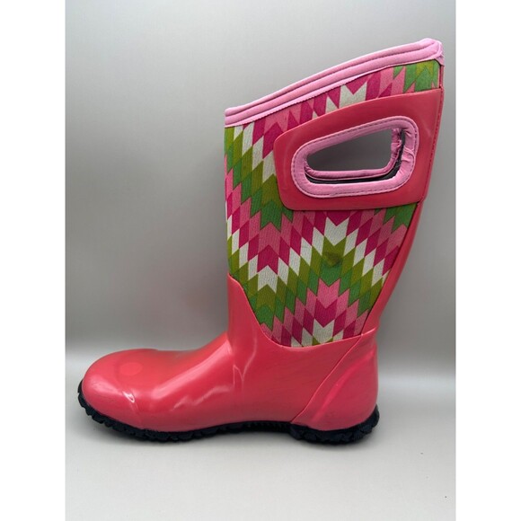 Bogs Rain Boots Kids Pink Green NH Native Pattern Waterproof 71841 YTH Size 4 - Picture 10 of 13